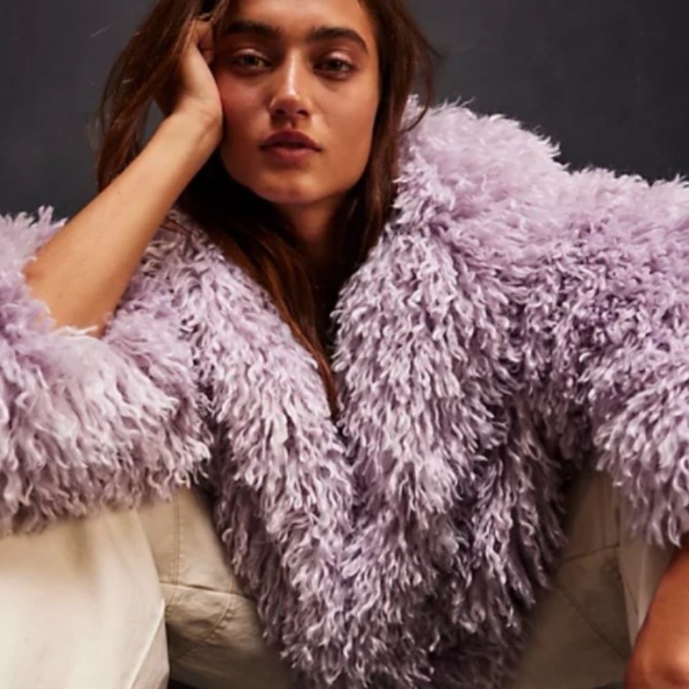 Free People Stargazer Fur Jacket NWT L Lilac